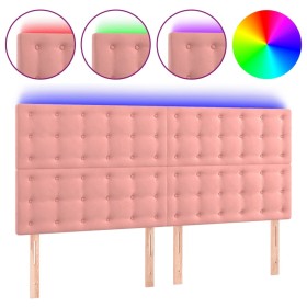 vidaXL LED Kopfteil Rosa 180x5x118/128 cm Samt