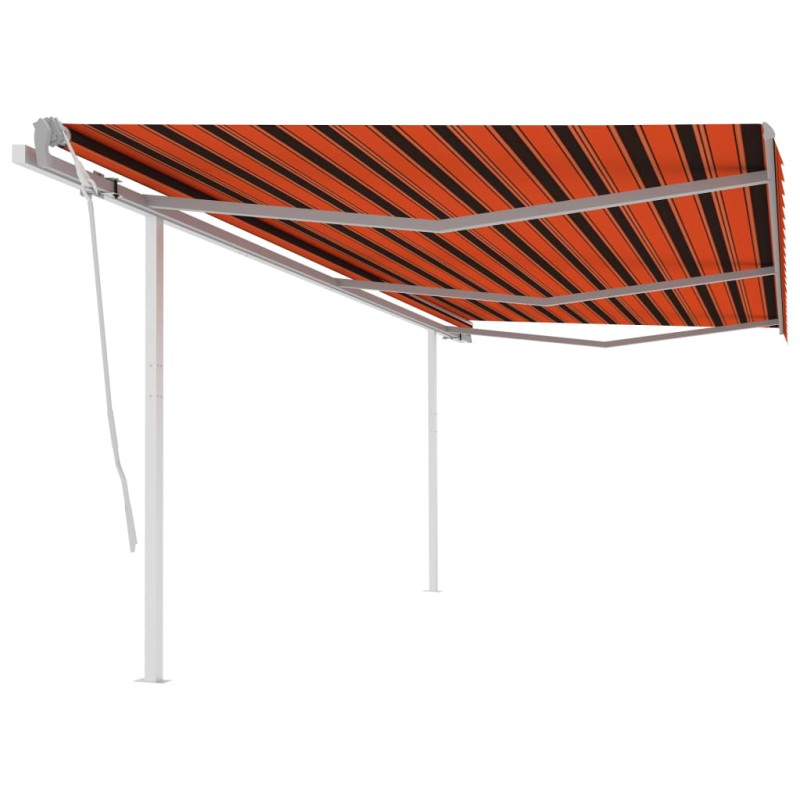 Gelenkarmmarkise Einziehbar mit Pfosten 6x3 m Orange und Braun Gelenkarmmarkise Einziehbar mit Pfosten 6x3 m Orange und Braun