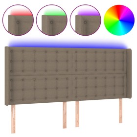 vidaXL LED Kopfteil Taupe 183x16x118/128 cm Stoff