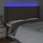vidaXL LED Kopfteil Taupe 183x16x118/128 cm Stoff