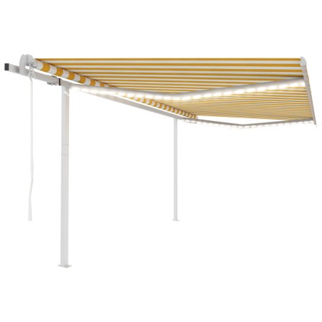 Automatische Markise mit LED & Windsensor 4,5x3 m Gelb und Weiß