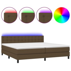 vidaXL Boxspringbett mit Matratze & LED Dunkelbraun 200x200 cm Stoff