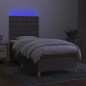vidaXL Boxspringbett mit Matratze & LED Taupe 80x200 cm Stoff vidaXL Boxspringbett mit Matratze & LED Taupe 80x200 cm Stoff