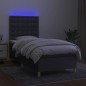 vidaXL Boxspringbett mit Matratze & LED Dunkelgrau 90x190 cm Stoff vidaXL Boxspringbett mit Matratze & LED Dunkelgrau 90x190 cm Stoff