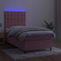 vidaXL Boxspringbett mit Matratze & LED Rosa 90x200 cm Samt vidaXL Boxspringbett mit Matratze & LED Rosa 90x200 cm Samt