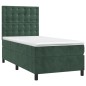 vidaXL Boxspringbett mit Matratze & LED Dunkelgrün 90x190 cm Samt vidaXL Boxspringbett mit Matratze & LED Dunkelgrün 90x190 cm Samt