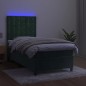 vidaXL Boxspringbett mit Matratze & LED Dunkelgrün 90x190 cm Samt vidaXL Boxspringbett mit Matratze & LED Dunkelgrün 90x190 cm Samt