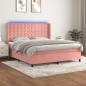vidaXL Boxspringbett mit Matratze & LED Rosa 180x200 cm Samt vidaXL Boxspringbett mit Matratze & LED Rosa 180x200 cm Samt