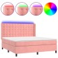 vidaXL Boxspringbett mit Matratze & LED Rosa 180x200 cm Samt vidaXL Boxspringbett mit Matratze & LED Rosa 180x200 cm Samt