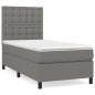 vidaXL Boxspringbett mit Matratze Dunkelgrau 90x190 cm Stoff vidaXL Boxspringbett mit Matratze Dunkelgrau 90x190 cm Stoff
