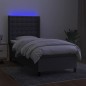 vidaXL Boxspringbett mit Matratze & LED Dunkelgrau 90x200 cm Stoff vidaXL Boxspringbett mit Matratze & LED Dunkelgrau 90x200 cm Stoff