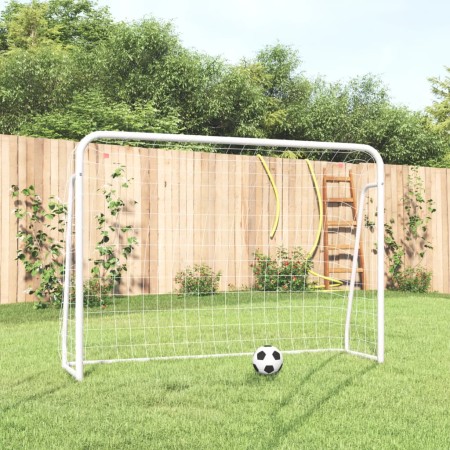 vidaXL Fußballtor mit Netz Weiß 214x75x152 cm Stahl & Polyester 