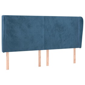 vidaXL Kopfteil mit Ohren Dunkelblau 183x23x118/128 cm Samt