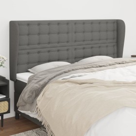 vidaXL Kopfteil mit Ohren Dunkelgrau 183x23x118/128 cm Stoff