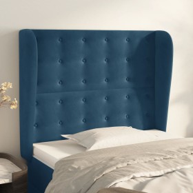 vidaXL Kopfteil mit Ohren Dunkelblau 93x23x118/128 cm Samt