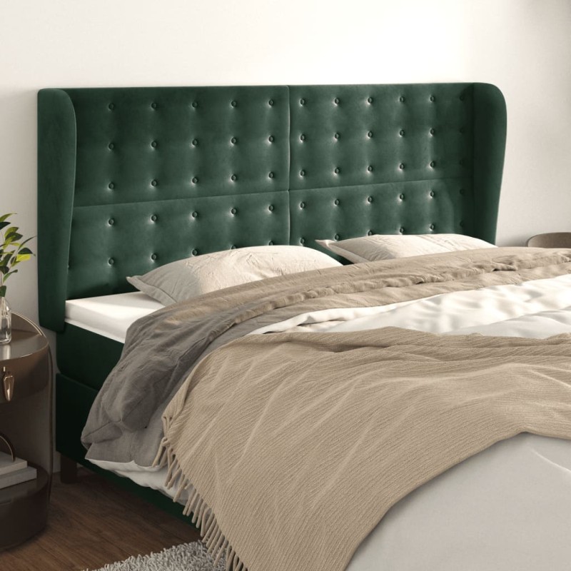 vidaXL Kopfteil mit Ohren Dunkelgrün 183x23x118/128 cm Samt vidaXL Kopfteil mit Ohren Dunkelgrün 183x23x118/128 cm Samt