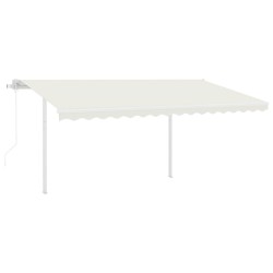 vidaXL Markise Automatisch Einziehbar mit Pfosten 4,5x3 m Creme