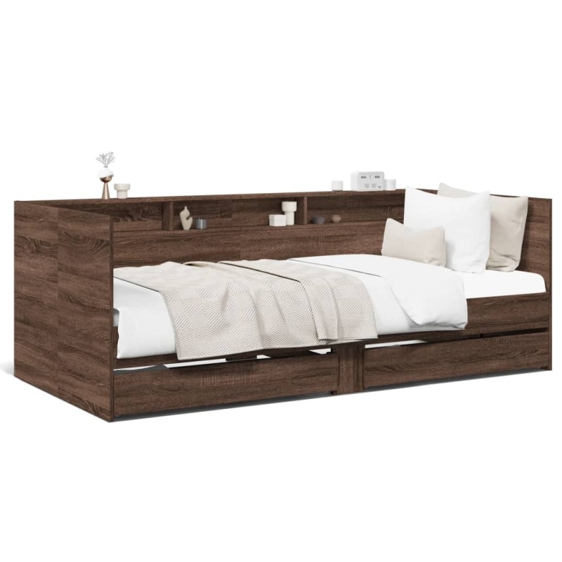 vidaXL Tagesbett Schubladen Braun Eiche-Optik 75x190 cm Holzwerkstoff vidaXL Tagesbett Schubladen Braun Eiche-Optik 75x190 cm Holzwerkstoff