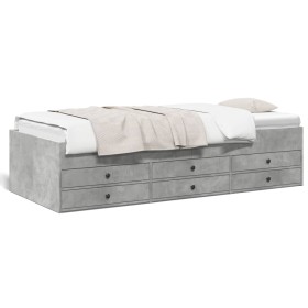 vidaXL Tagesbett mit Schubladen Betongrau 75x190 cm Holzwerkstoff