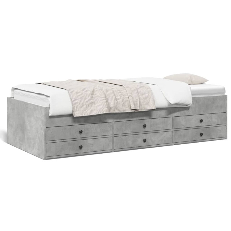 vidaXL Tagesbett mit Schubladen Betongrau 75x190 cm Holzwerkstoff vidaXL Tagesbett mit Schubladen Betongrau 75x190 cm Holzwerkstoff