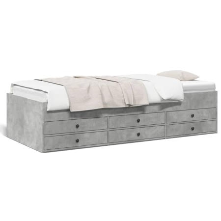 vidaXL Tagesbett mit Schubladen Betongrau 75x190 cm Holzwerkstoff