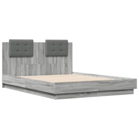 vidaXL Bettgestell mit Kopfteil Grau Sonoma 120x190 cm Holzwerkstoff