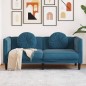vidaXL Sofa mit Kissen 2-Sitzer Blau Samt vidaXL Sofa mit Kissen 2-Sitzer Blau Samt