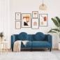 vidaXL Sofa mit Kissen 2-Sitzer Blau Samt vidaXL Sofa mit Kissen 2-Sitzer Blau Samt
