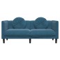 vidaXL Sofa mit Kissen 2-Sitzer Blau Samt vidaXL Sofa mit Kissen 2-Sitzer Blau Samt