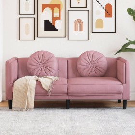 vidaXL Sofa mit Kissen 2-Sitzer Rosa Samt