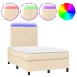 vidaXL Boxspringbett mit Matratze & LED Creme 120x190 cm Stoff vidaXL Boxspringbett mit Matratze & LED Creme 120x190 cm Stoff
