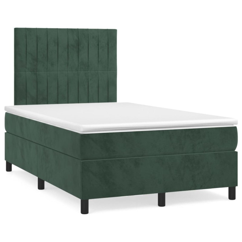 vidaXL Boxspringbett mit Matratze & LED Dunkelgrün 120x190 cm Samt vidaXL Boxspringbett mit Matratze & LED Dunkelgrün 120x190 cm Samt