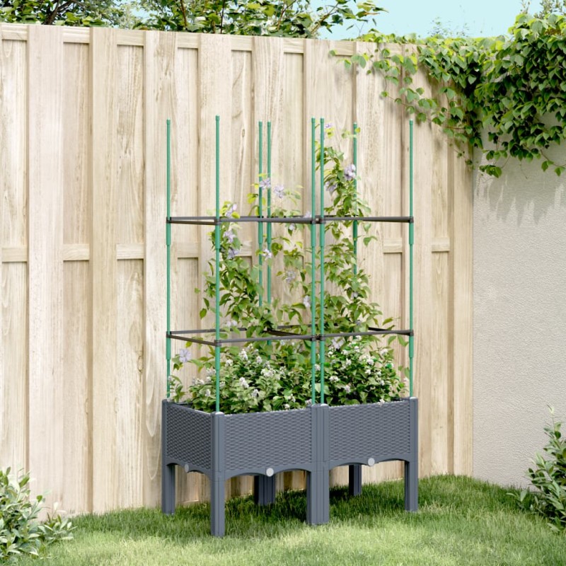 vidaXL Pflanzkübel mit Rankgitter Grau 80x40x142,5 cm PP vidaXL Pflanzkübel mit Rankgitter Grau 80x40x142,5 cm PP