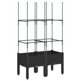 vidaXL Pflanzkübel mit Rankgitter Schwarz 80x40x142,5 cm PP