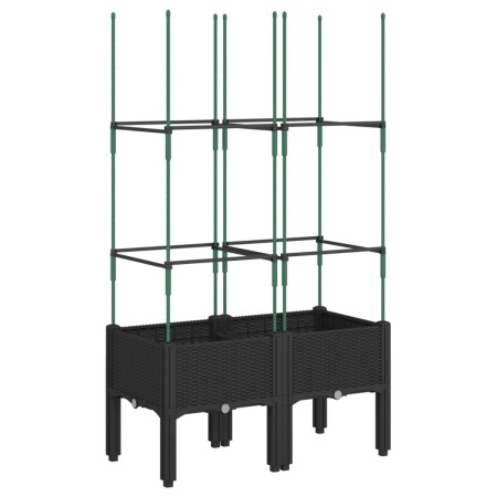 vidaXL Pflanzkübel mit Rankgitter Schwarz 80x40x142,5 cm PP
