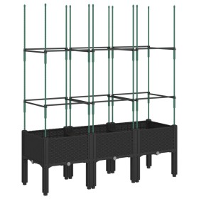 vidaXL Pflanzkübel mit Rankgitter Schwarz 120x40x142,5 cm PP