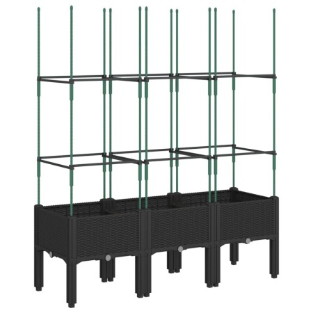 vidaXL Pflanzkübel mit Rankgitter Schwarz 120x40x142,5 cm PP
