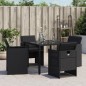 vidaXL Gartenstühle mit Kissen 4 Stk. Schwarz Poly Rattan vidaXL Gartenstühle mit Kissen 4 Stk. Schwarz Poly Rattan