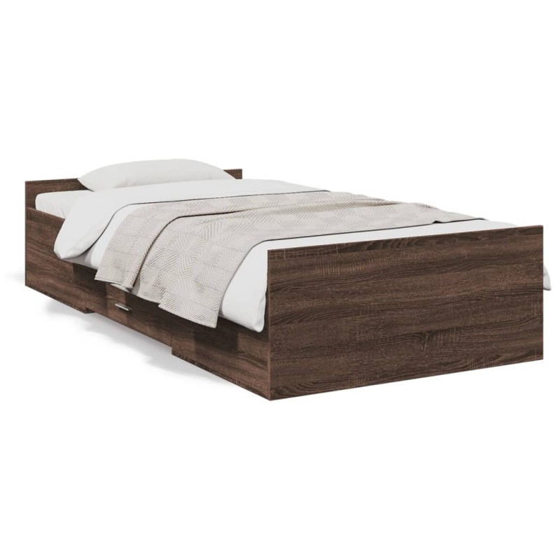 vidaXL Bettgestell mit Schubladen Braun Eichen-Optik 75x190 cm vidaXL Bettgestell mit Schubladen Braun Eichen-Optik 75x190 cm