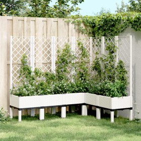 vidaXL Pflanzkübel mit Rankgitter Weiß 160x120x142 cm PP