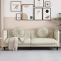 vidaXL Sofa mit Kissen 3-Sitzer Creme Samt vidaXL Sofa mit Kissen 3-Sitzer Creme Samt