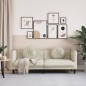 vidaXL Sofa mit Kissen 3-Sitzer Creme Samt vidaXL Sofa mit Kissen 3-Sitzer Creme Samt