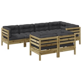 vidaXL 7-tlg. Garten-Sofagarnitur mit Kissen Kiefernholz Imprägniert