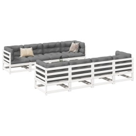 vidaXL 9-tlg. Garten-Sofagarnitur Weiß Massivholz Kiefer