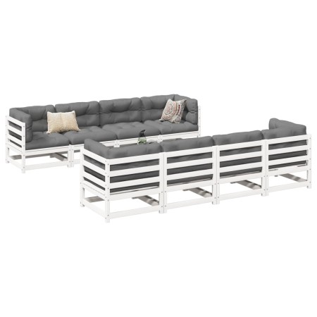 vidaXL 9-tlg. Garten-Sofagarnitur Weiß Massivholz Kiefer
