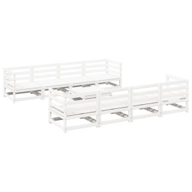 vidaXL 9-tlg. Garten-Sofagarnitur Weiß Massivholz Kiefer