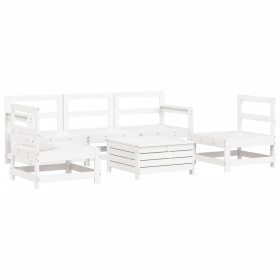 vidaXL 6-tlg. Garten-Sofagarnitur Weiß Massivholz Kiefer
