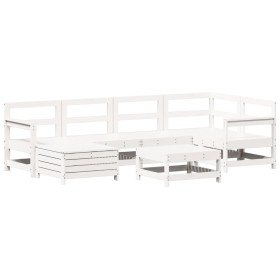 vidaXL 7-tlg. Garten-Sofagarnitur Weiß Massivholz Kiefer
