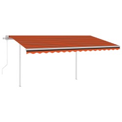 Gelenkarmmarkise Automatisch mit Pfosten 4x3 m Orange und Braun