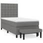 vidaXL Boxspringbett mit Matratze Dunkelgrau 90x190 cm Stoff vidaXL Boxspringbett mit Matratze Dunkelgrau 90x190 cm Stoff